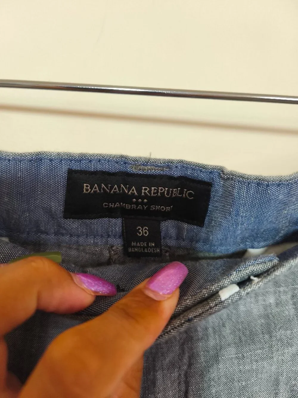 Banana Republic Chino Chambray Short sz 36 Blue Coastal Preppy Country Club